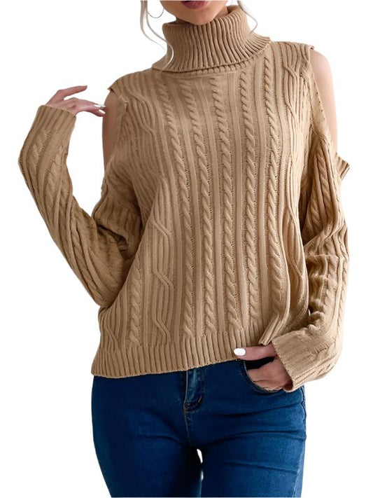 TEEK - Twist Turtleneck Khaki Long-Sleeved Sweater TOPS TEEK K S  