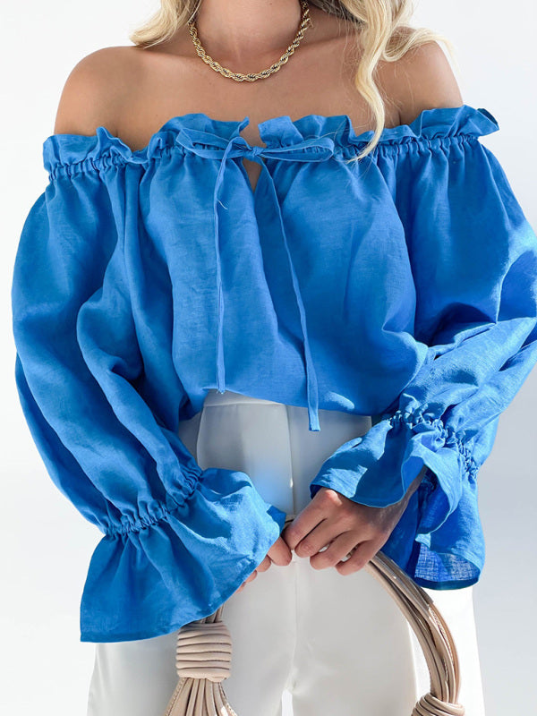 TEEK - Bandage One Shoulder Balloon Sleeve Top TOPS TEEK K   