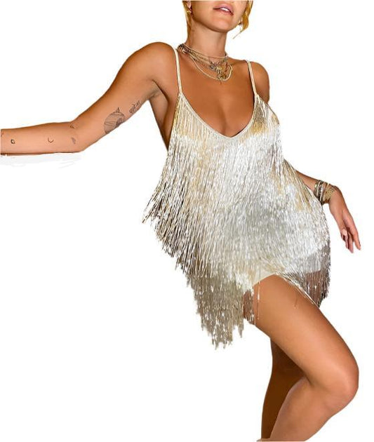 TEEK - Bag Hip Sequin Powder Tassel Dress DRESS TEEK K Silver Grey M 