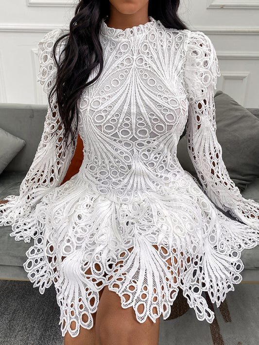 TEEK - Elegant White Lace Drip Dress