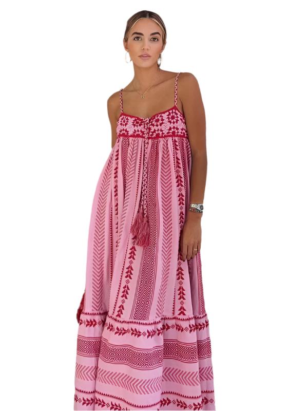 TEEK - Pink Crochet Patchwork Knitted Slip Dress DRESS TEEK K XS  