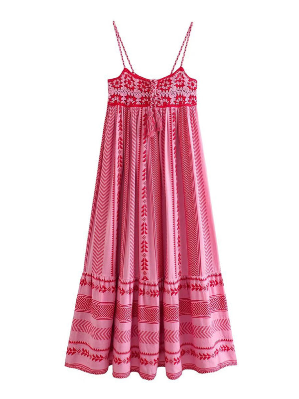 TEEK - Pink Crochet Patchwork Knitted Slip Dress DRESS TEEK K   