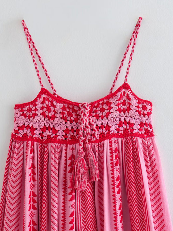 TEEK - Pink Crochet Patchwork Knitted Slip Dress DRESS TEEK K   