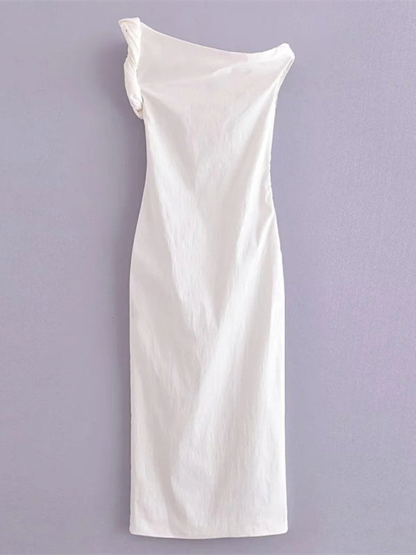 TEEK - White French Style Asymmetrical Dress DRESS TEEK K   