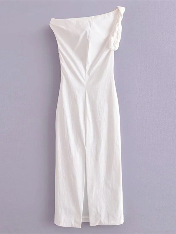 TEEK - White French Style Asymmetrical Dress DRESS TEEK K   