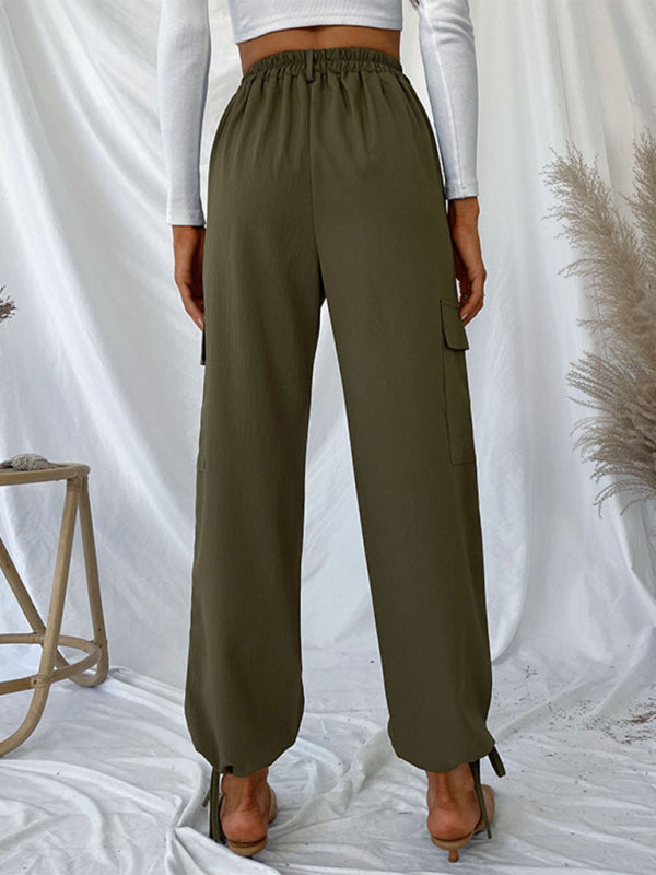 TEEK - Womens Olive Green Solid Color Leisure Pants PANTS TEEK K   