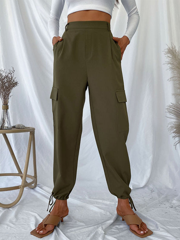 TEEK - Womens Olive Green Solid Color Leisure Pants PANTS TEEK K S  