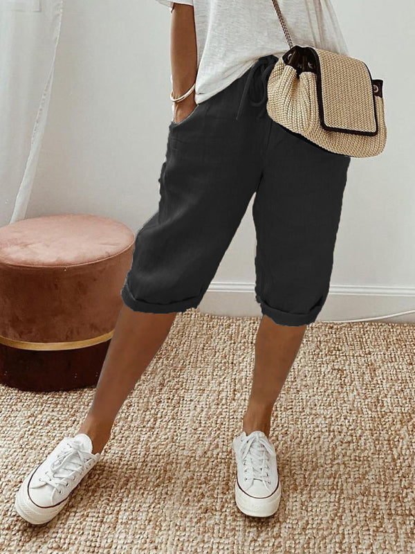 TEEK - Womens Pocket Elastic Waist Trousers PANTS TEEK K Black S 