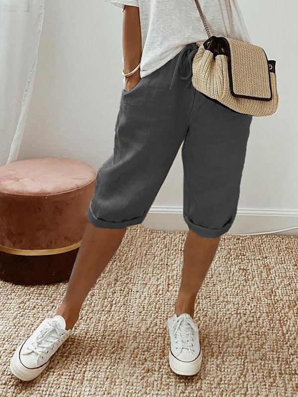 TEEK - Womens Pocket Elastic Waist Trousers PANTS TEEK K Charcoal Grey S 