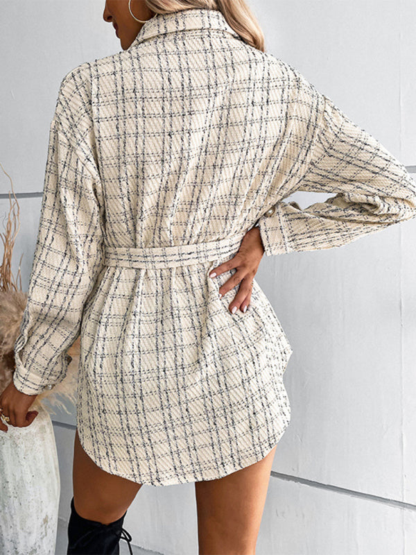 TEEK - Cracker Khaki Long Plaid Shirt Jacket TOPS TEEK K   