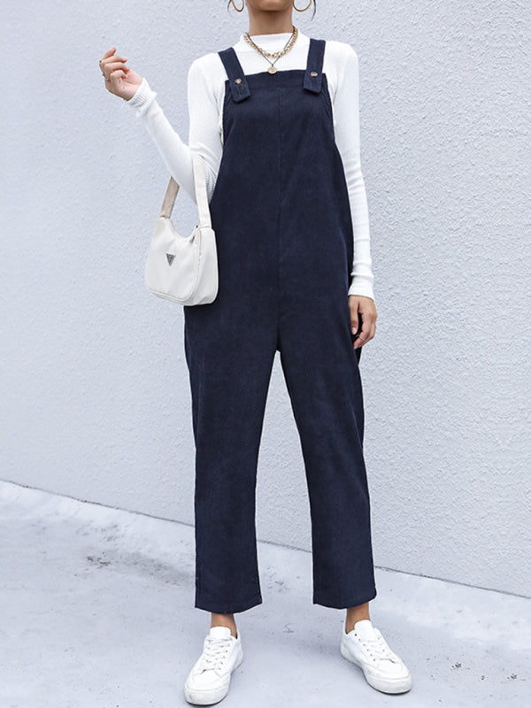 TEEK - Purplish Blue Navy Corduroy Overalls OVERALLS TEEK K   