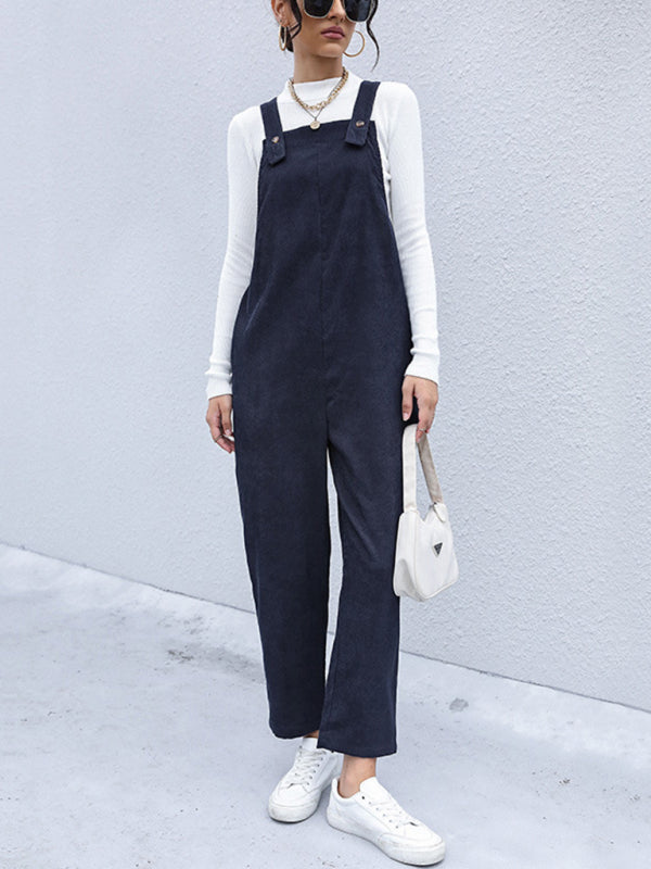 TEEK - Purplish Blue Navy Corduroy Overalls OVERALLS TEEK K   