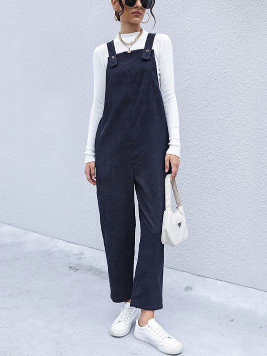 TEEK - Purplish Blue Navy Corduroy Overalls OVERALLS TEEK K   