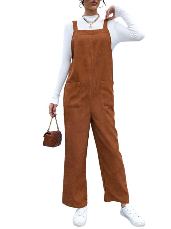TEEK - Brown Corduroy Pants Loose Overalls OVERALLS TEEK K S  