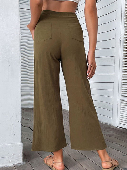 TEEK - Brown High-Waisted Slim-Fit Micro-Flared Pants PANTS TEEK K   
