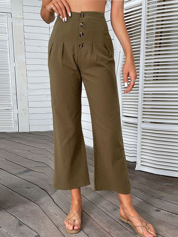 TEEK - Brown High-Waisted Slim-Fit Micro-Flared Pants PANTS TEEK K   
