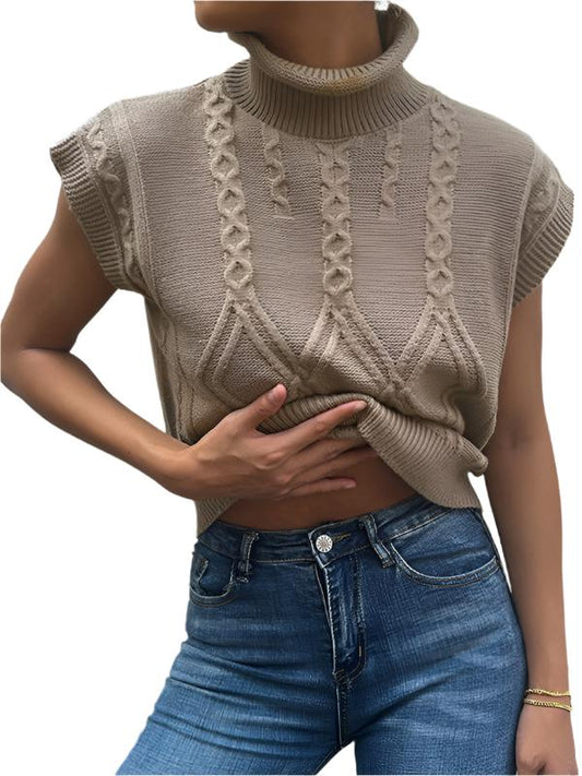 TEEK - Light Brown Short Sleeve Turtleneck Sweater SWEATER TEEK K S  