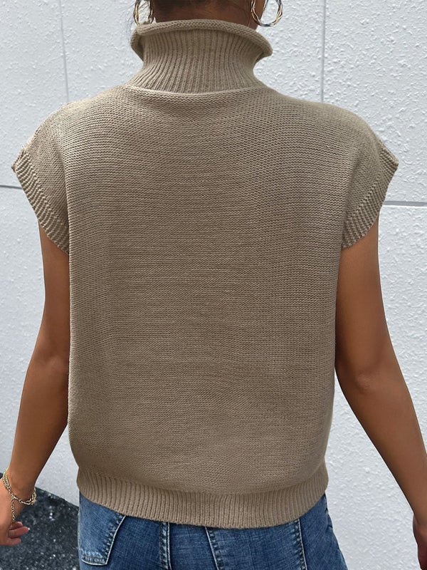 TEEK - Light Brown Short Sleeve Turtleneck Sweater SWEATER TEEK K   