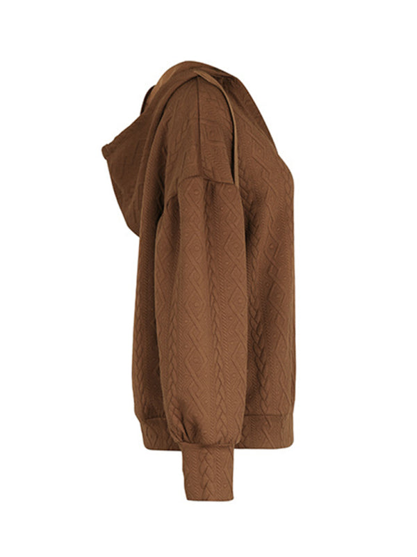 TEEK - Coffee Knitted Long Hooded Sweatshirt JACKET TEEK K   