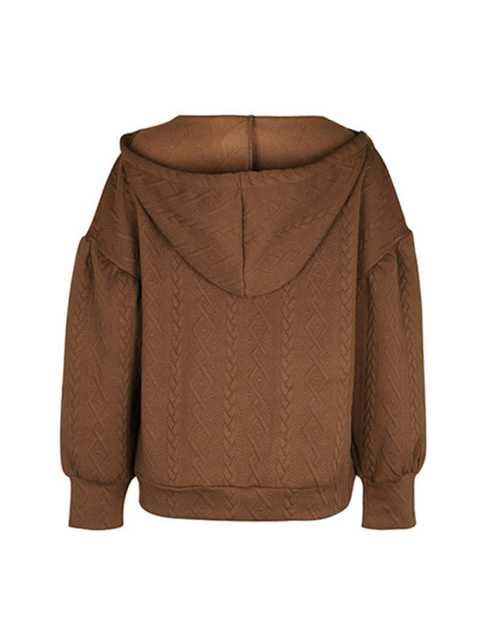 TEEK - Coffee Knitted Long Hooded Sweatshirt JACKET TEEK K   