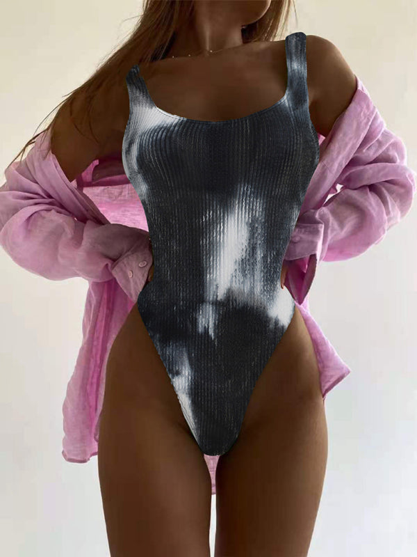 TEEK - Candy Color Pleated Swimsuit SWIMWEAR TEEK K Dark Gray S 