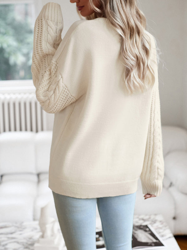 TEEK - Round Neck Long Sleeve Knitted Sweater TOPS TEEK K   