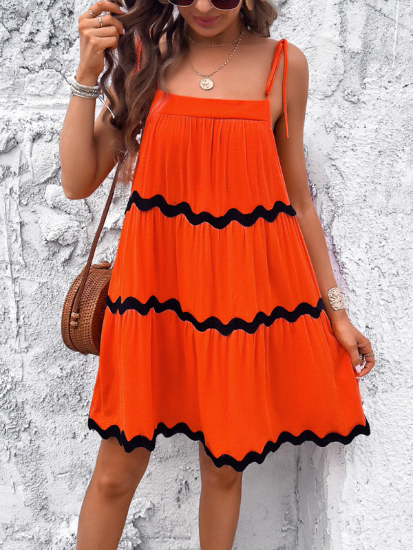 TEEK - Orange Elegant Suspender Dress DRESS TEEK K   