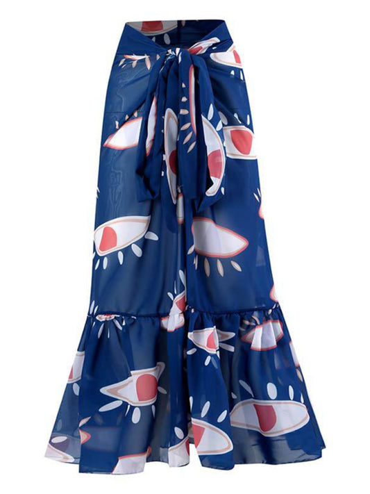 TEEK - Purplish Blue Navy Eye Beach Skirt SKIRT TEEK K One Size  