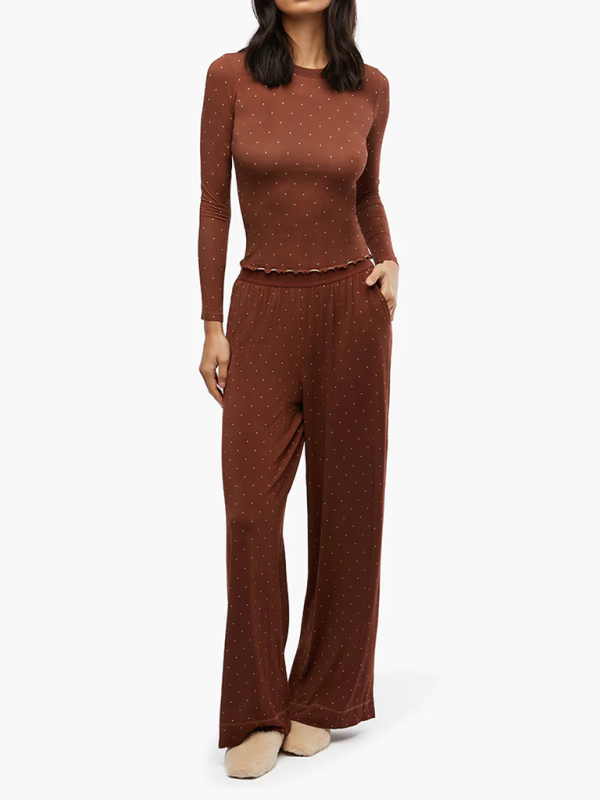 TEEK - Long-Sleeved Pocketed Trouser Lounge Set SET TEEK K Khaki S 