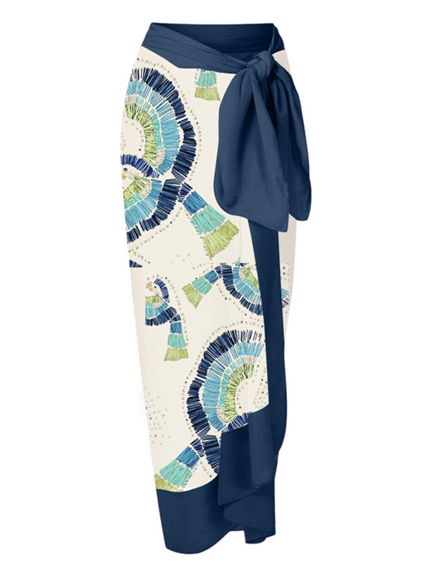 TEEK - Double-Layer Lotus Leaf One-Shoulder Swimsuit Set SET TEEK K Blue One Size 
