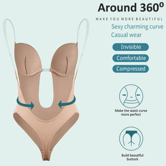 TEEK - Backless Deep V Backless Plunge Shaping Bodysuit UNDERWEAR TEEK K   