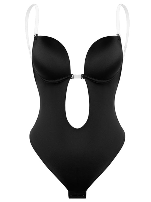 TEEK - Backless Deep V Backless Plunge Shaping Bodysuit UNDERWEAR TEEK K Black S 