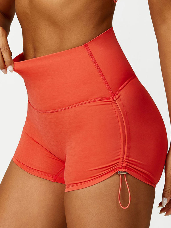 TEEK - Drawstring Yoga Breathable Running Tight Shorts SHORTS TEEK K Orange Red S 