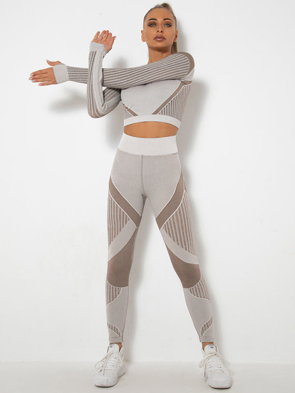 TEEK - Seamless Striped Quick-Drying Yoga Sportswear Set SET TEEK K   