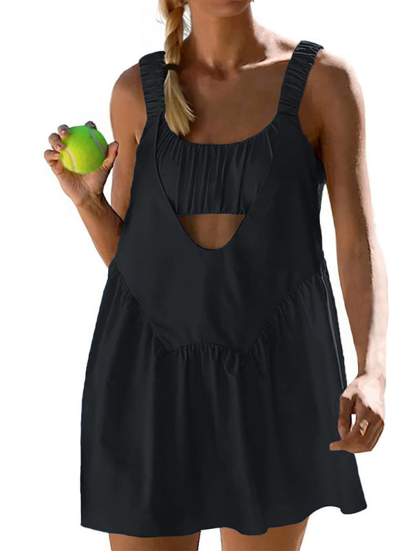 TEEK - Backless Sports Tennis Dress + Shorts Set SET TEEK K   