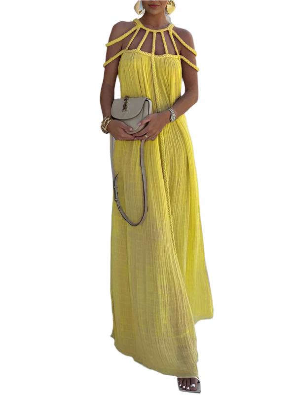 TEEK - Roped Regal Backless Dress DRESS TEEK K Yellow One Size 