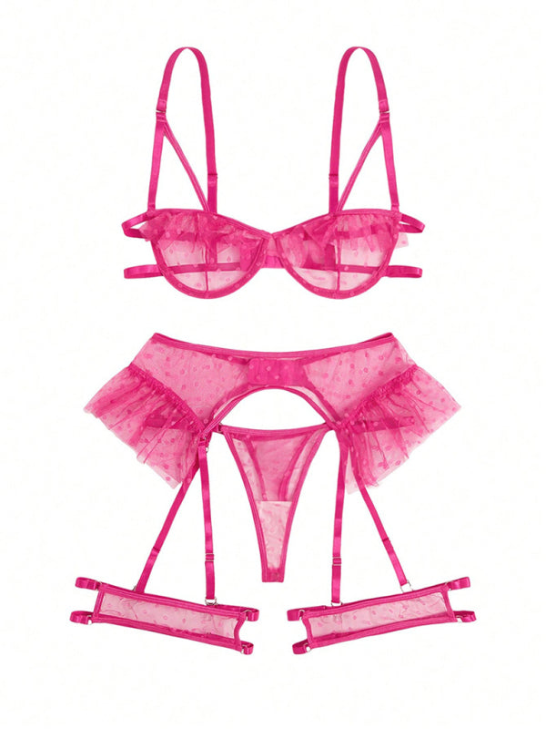 TEEK - Tempting Three-Point Bra Panty Set LINGERIE TEEK K Hot Pink XS 