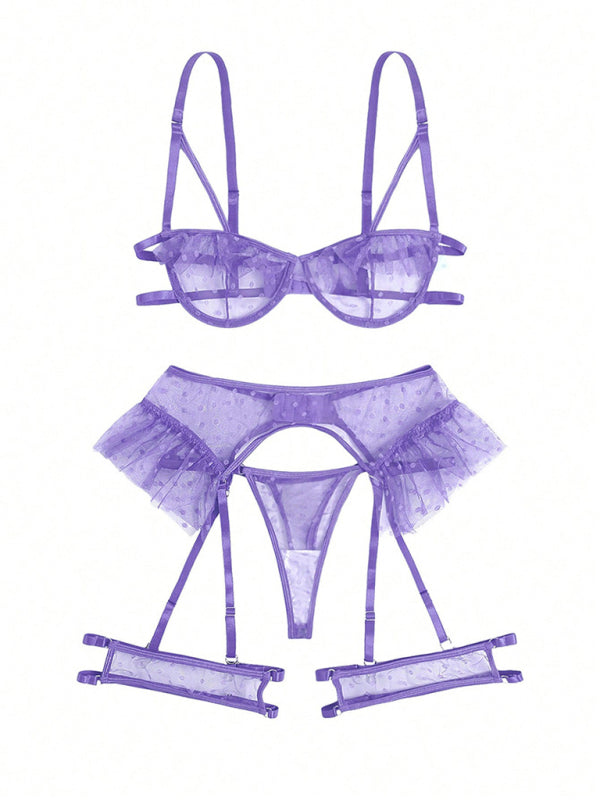 TEEK - Tempting Three-Point Bra Panty Set LINGERIE TEEK K Purple XS 