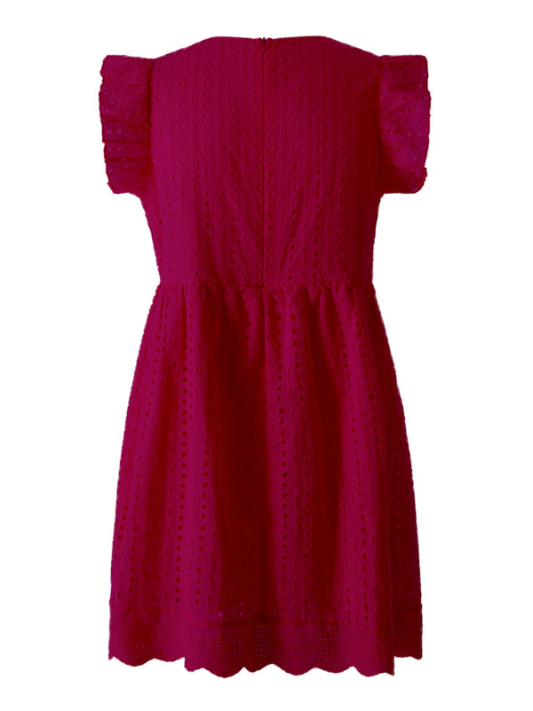 TEEK - Jacquard V-Neck Sleeveless Ruffled Dress DRESS TEEK K   