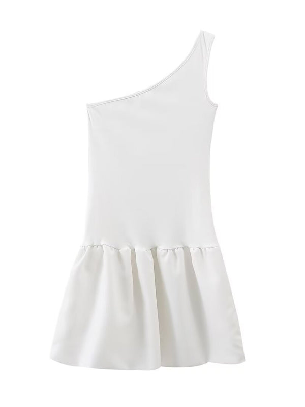 TEEK - White Puffy Princess Skirt One-Shoulder Dress DRESS TEEK K   