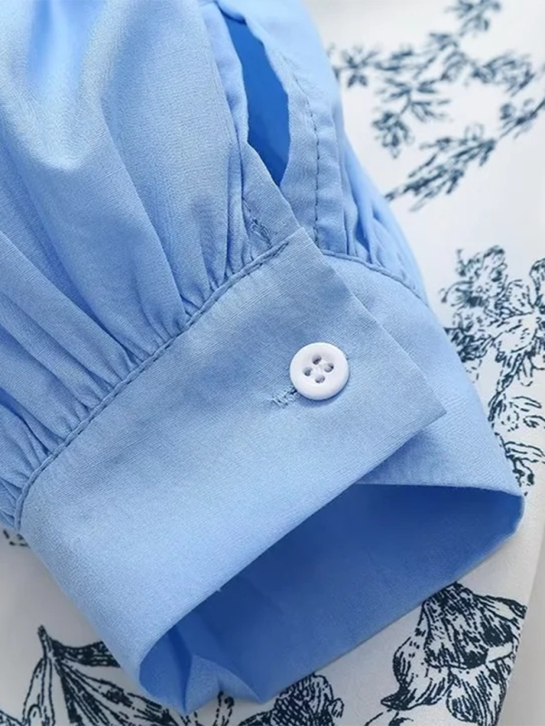 TEEK - Blue Sleeved V-Neck Bold Change Blouse TOPS TEEK K   
