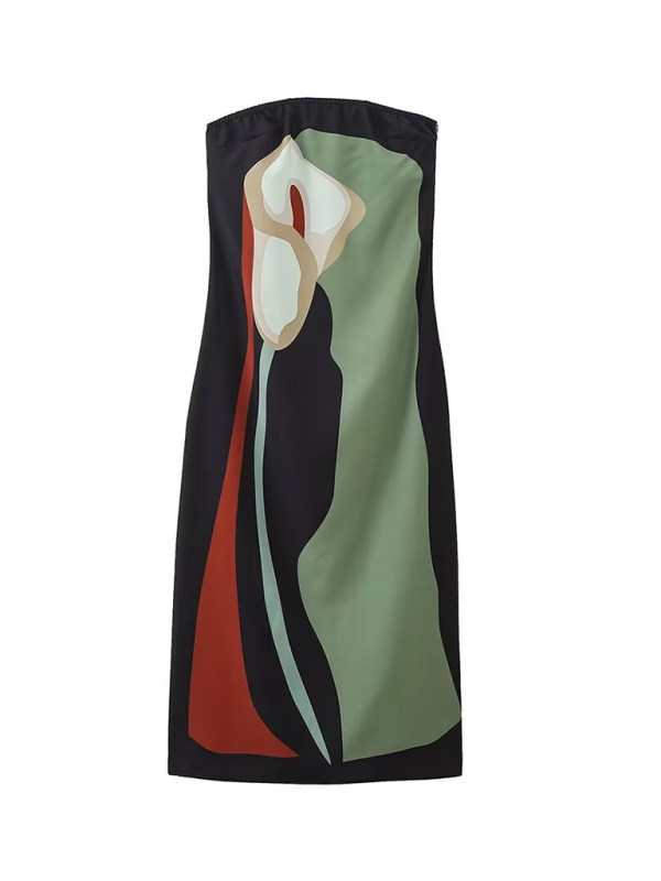 TEEK - Green Extended Flower Print Tube Top Dress DRESS TEEK K   