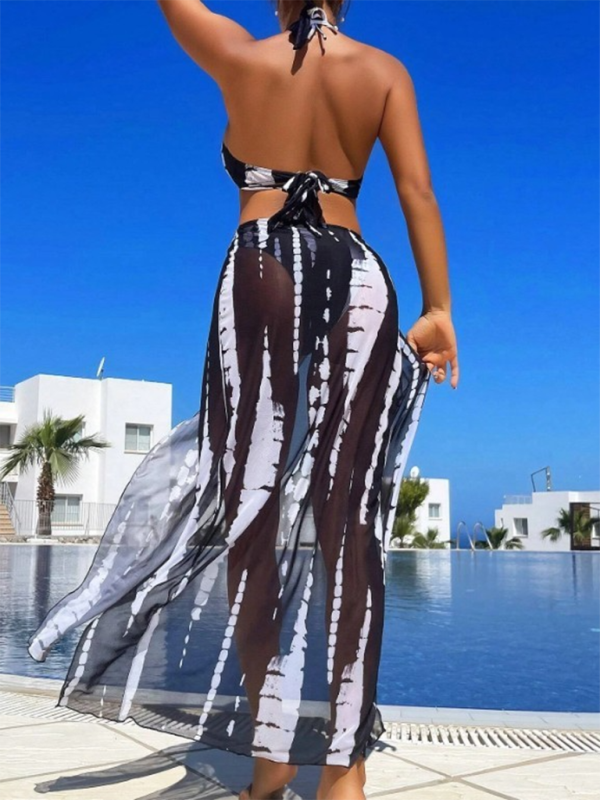 TEEK - Sheer Cover Backless Bikini Three Piece Swimwear SWIMWEAR TEEK K   