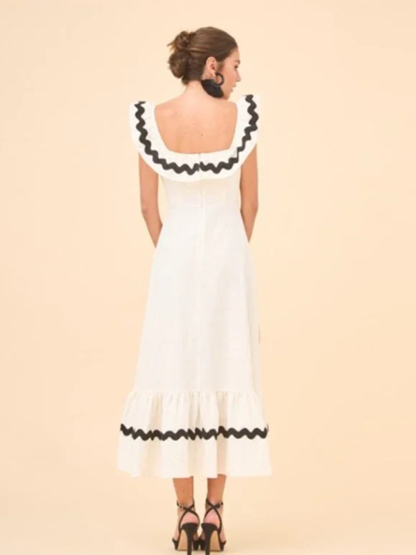 TEEK - Cream Ruffled Square Neck Sleeveless Dress DRESS TEEK K   