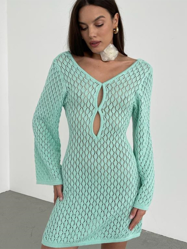 TEEK - Knitted Mesh Cover Up Dress DRESS TEEK K Mint Green S 