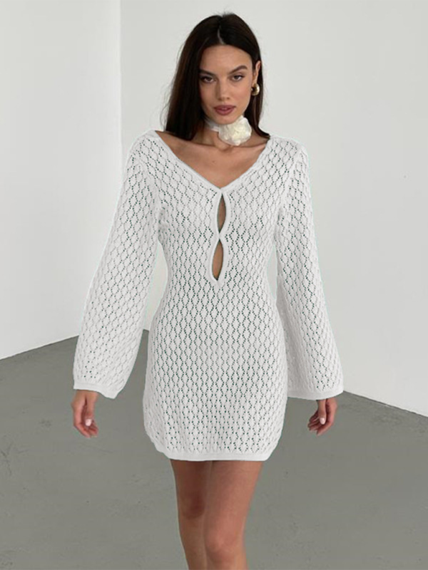 TEEK - Knitted Mesh Cover Up Dress DRESS TEEK K White S 