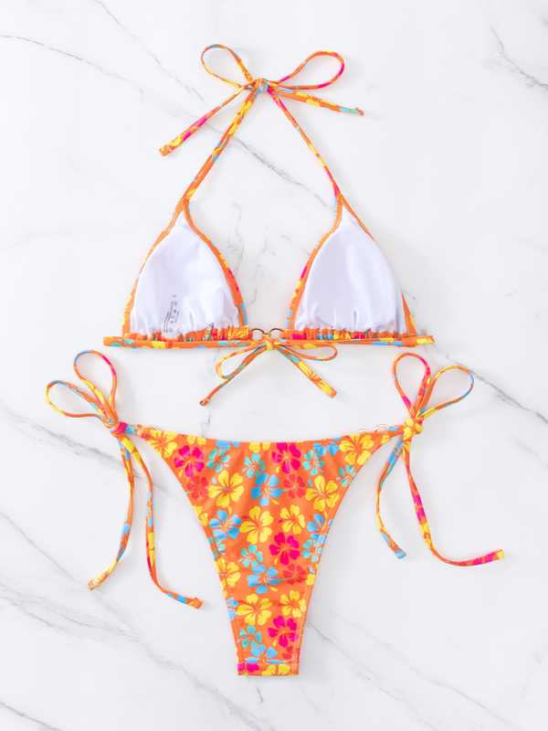 TEEK - Triangle Cup Printed Lace-Up Bikini SWIMWEAR TEEK K   