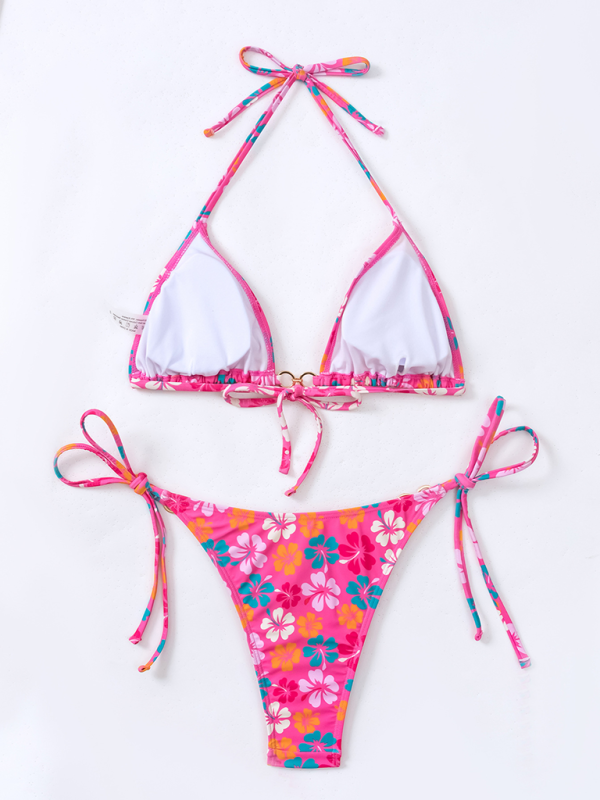 TEEK - Triangle Cup Printed Lace-Up Bikini SWIMWEAR TEEK K   