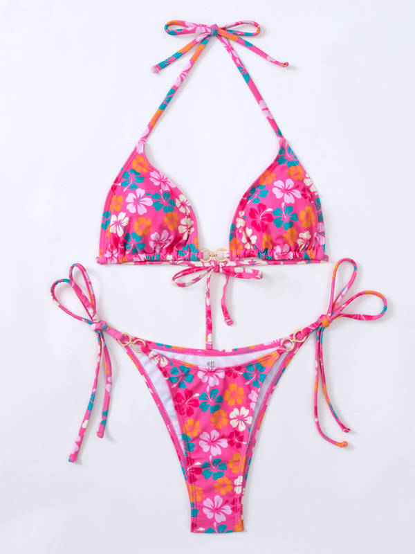 TEEK - Triangle Cup Printed Lace-Up Bikini SWIMWEAR TEEK K   