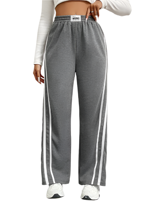 TEEK - Grey High Waist Loose Straight Striped Wide Leg Pants PANTS TEEK K S  